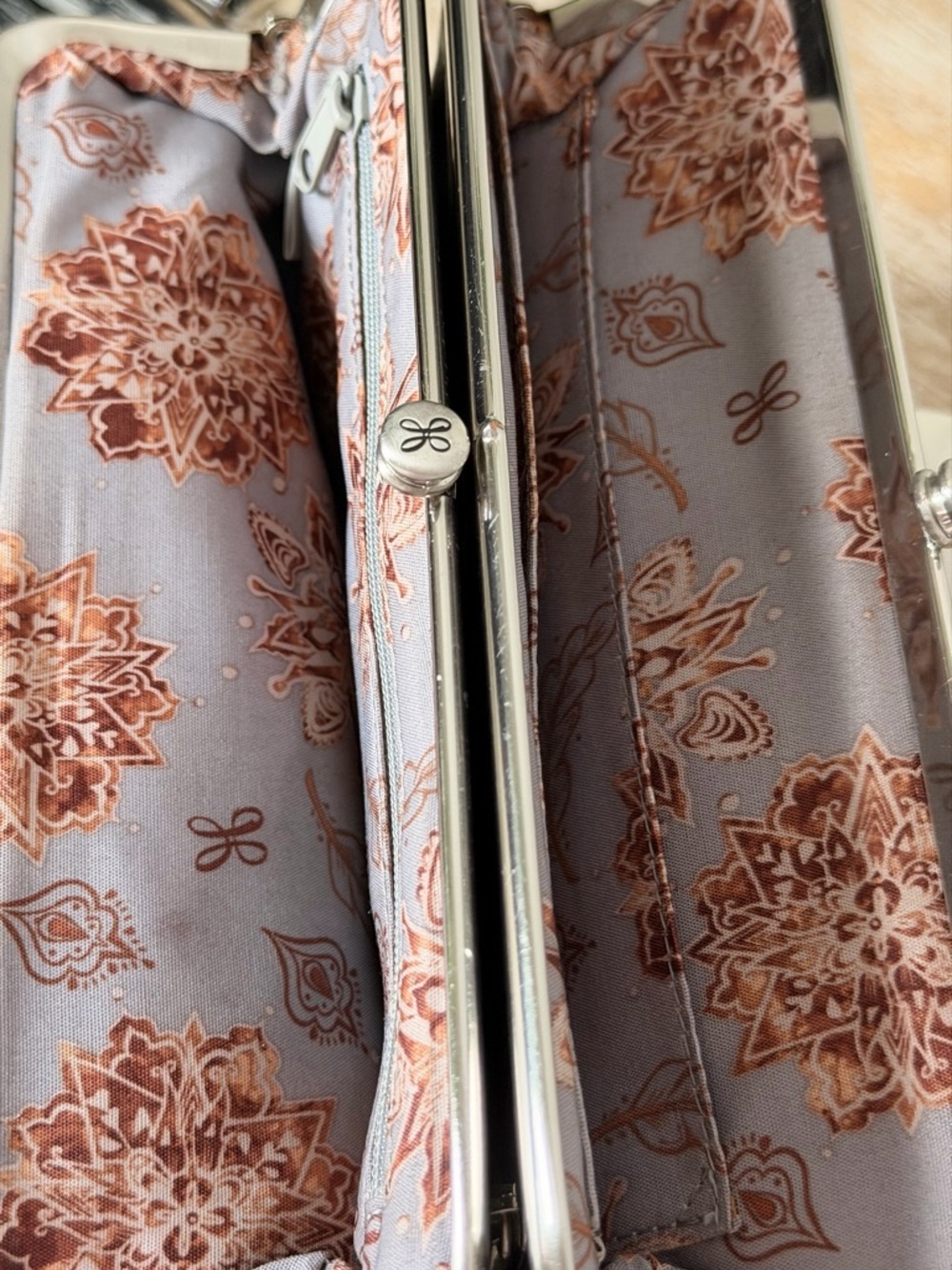 HOBO Leather Kiss-Lock Clutch in Burgundy - Picture 9 of 10
